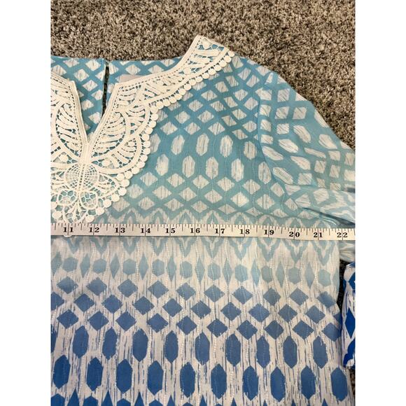 🌟3 for $35🌟 Alfred Dunner Women's Neptune Beach Ombre Diamond Print Tunic Top, M - Picture 5 of 8